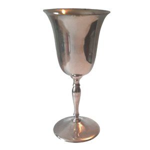 6.25" Silver Plated Wine Goblet Stemware Skinny Made in Italy Leonard